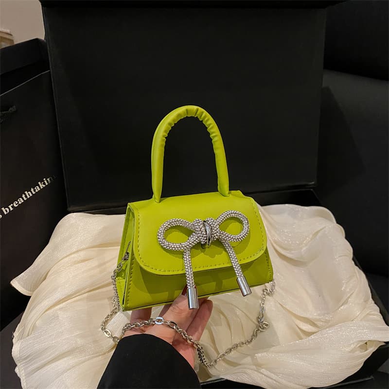 Bow Korean Style Western Style Small Square Bag Women's 2025 New Mini Handbag Bag Simple Chain Shoulder Crossbody Bag