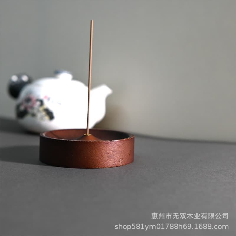 Dark Walnut Solid Wood Incense Holder, Home Light Luxury Stick Incense, Yoga Studio Tea Room Round Incense Burner, Agarwood Coil Tray