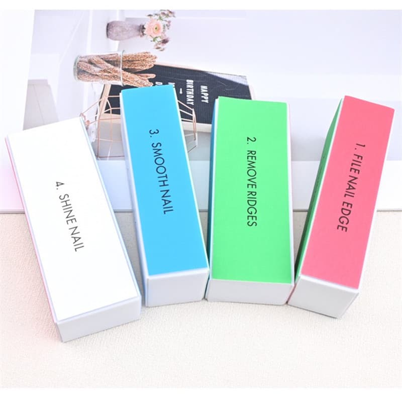 Four-Color Nail File Set Professional Manicure Tool Polishing Block Nail Tofu Block Four-Sided Grinding Block Nail Care