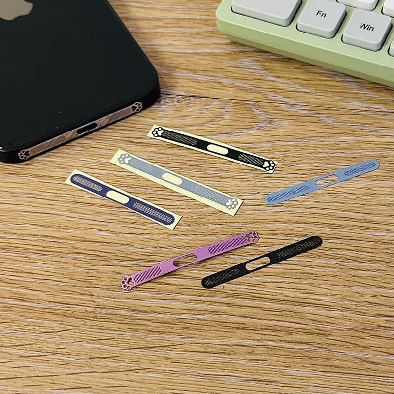 Applicable to iPhone speaker dust mesh 17 speaker dust-proof sticker metal electroplated 16 charging port protective sticker 14