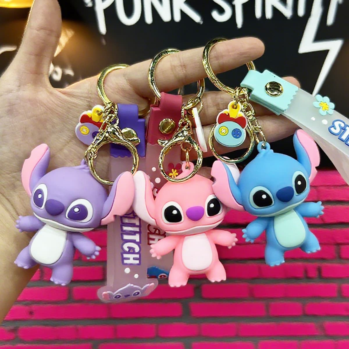 Cross-Border Cartoon Animation Stitch Keychain Soft Plastic Doll Classic Stitch Couple Car Bag Pendant