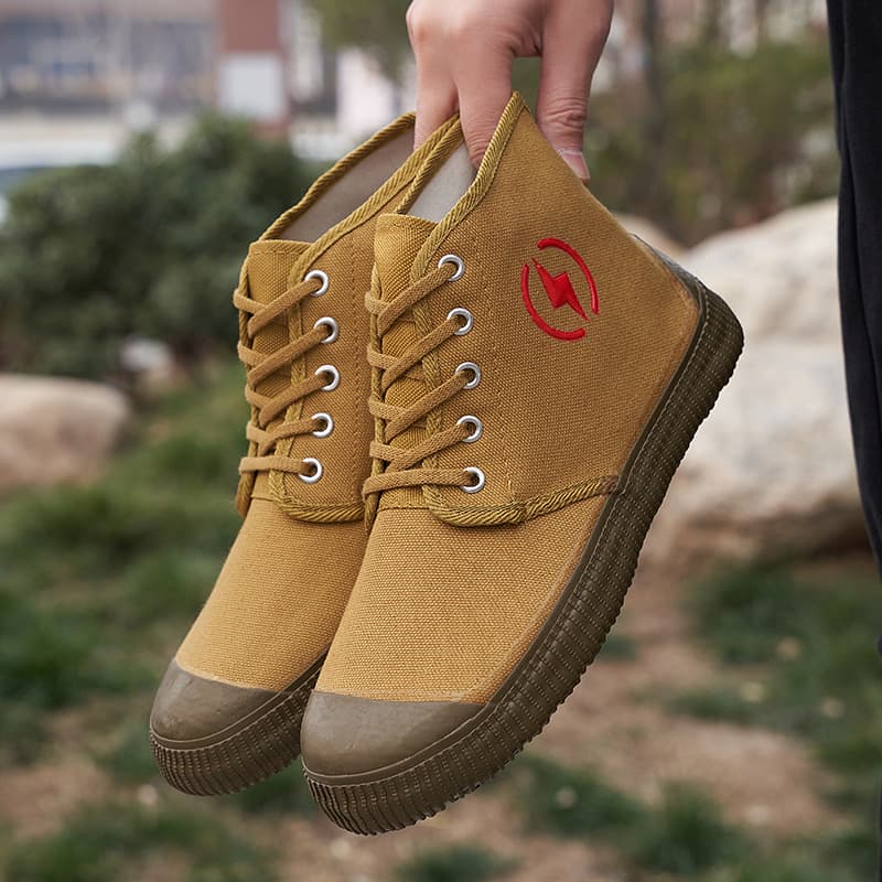 5KV Electrician Liberation Shoes Men's Old Yellow Sneakers Women's Outdoor Canvas Shoes for Construction Workers Farmers Anti-Slip