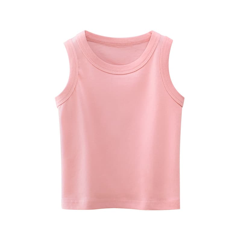 27kids Korean Style Kids Clothing New 2025 Children Solid Color Vest Summer Promotional T-Shirt No Pattern Kids Clothes