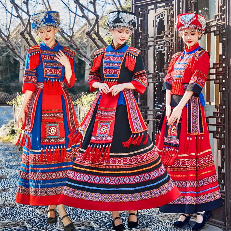 New Guangxi Zhuang ethnic minority dance costume for adults, perfect for the March 3rd festival.