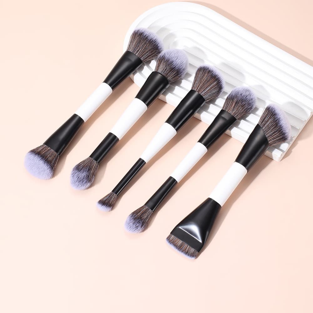 New makeup brush tool, black and white double-headed brush, makeup brush set can be customized with LOGO, cross-border selection
