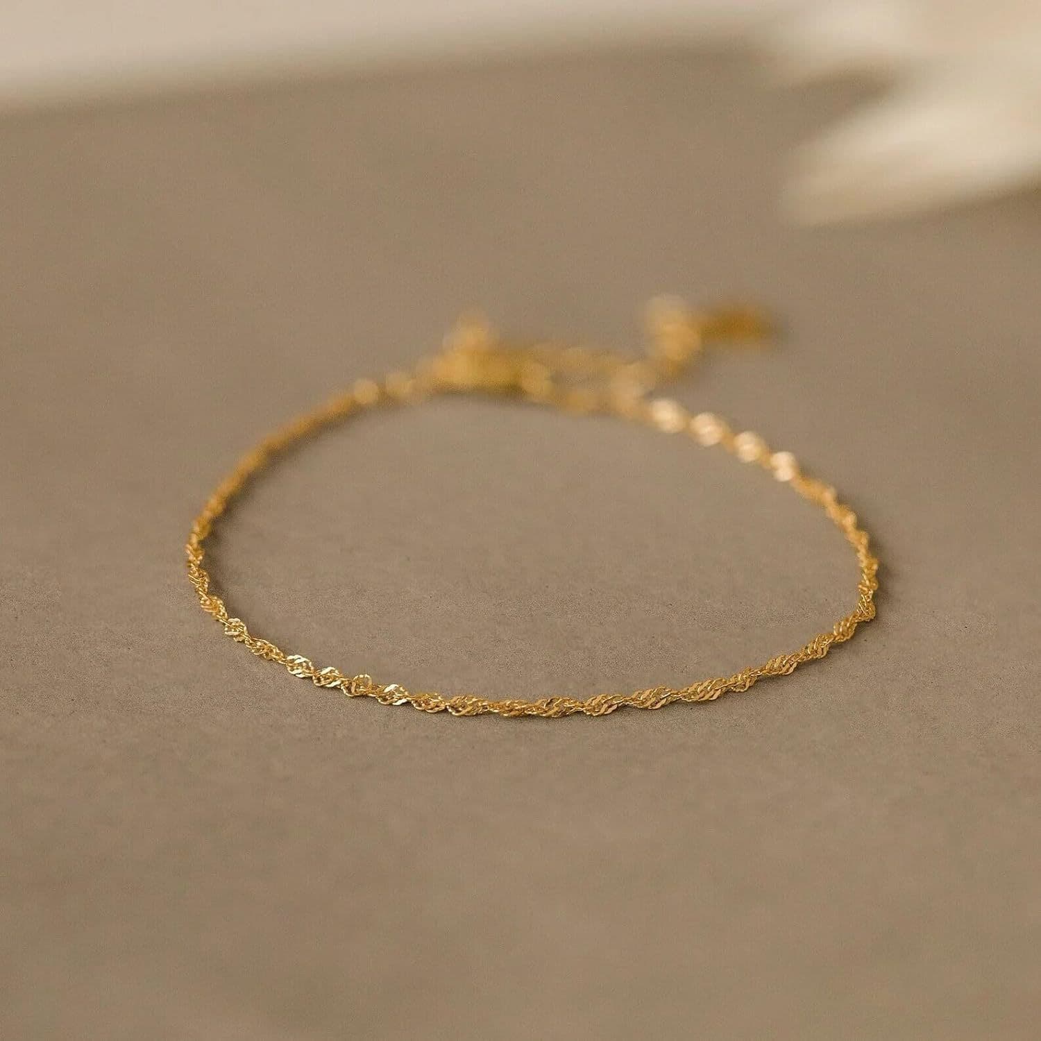 18K Gold Pearl Beaded Chain Bracelets for Women Adjustable