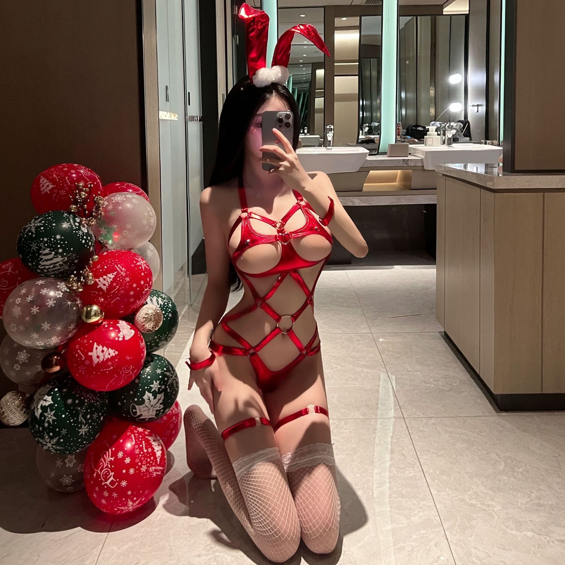 Leather Bondage SM Three-Point Passion Set Teasing Bunny Girl Costume Seductive Lingerie Flirting Sex Toy
