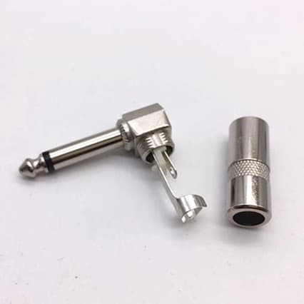 6.35mm Right Angle Mono Guitar Plug 90-Degree Elbow 6.5 Large Two-Core Audio Microphone Amplifier Connector