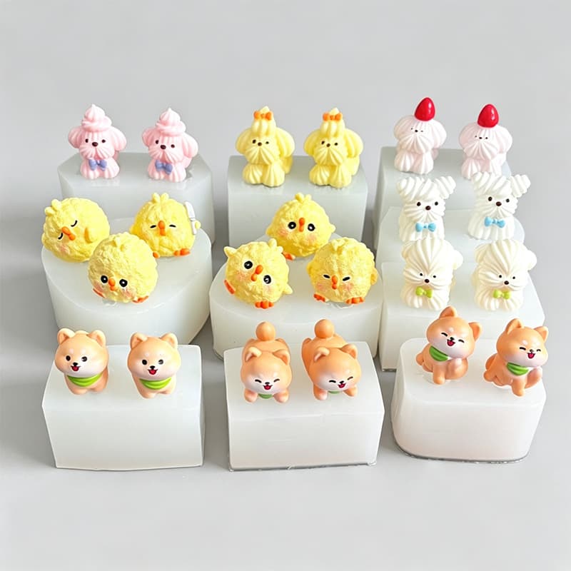 DIY Squeeze Toy Silicone Mold - Cute Little Dog & Yellow Chick, Epoxy Resin Decoration