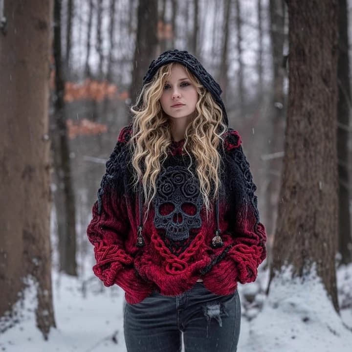 2025 New European and American Cross-Border Hot Selling Fall/Winter Loose Hoodie Sweater Retro Fashion Digital 3D Print Women's Clothing