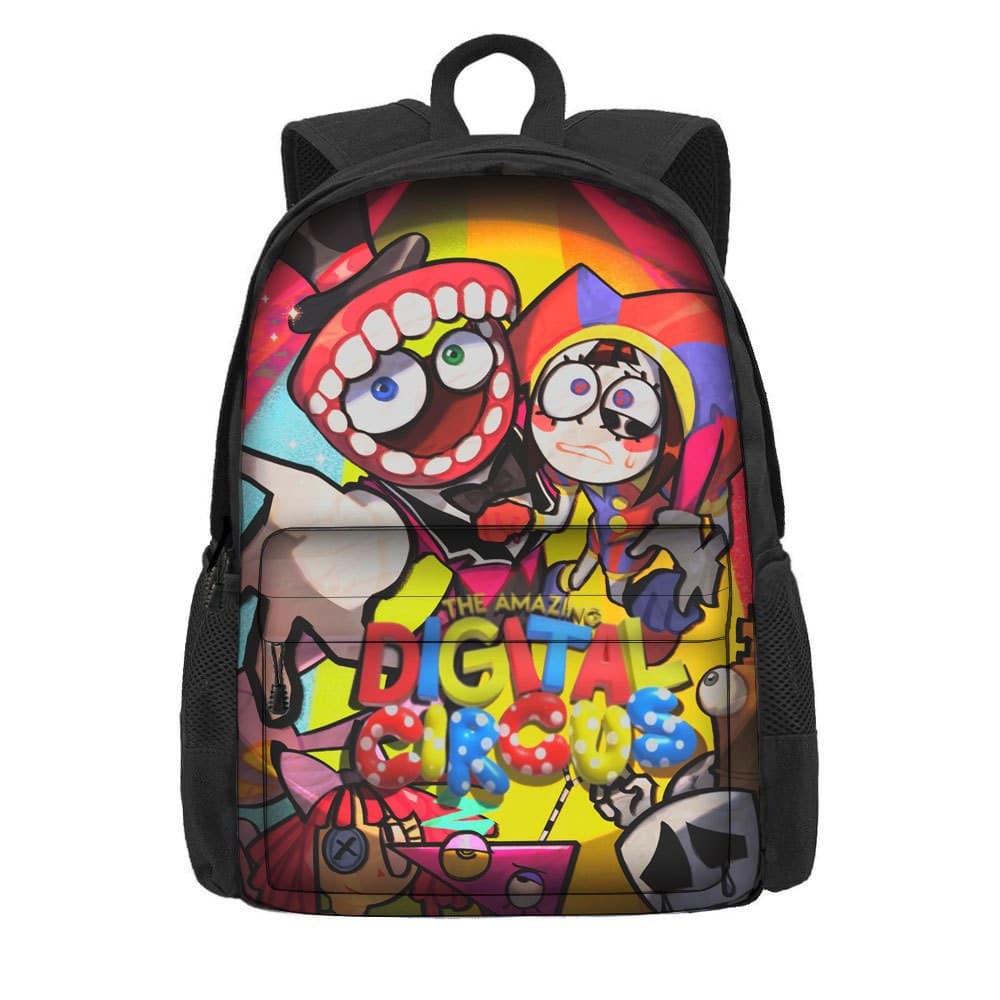 the amazing digital circus magical digital circus large capacity printed schoolbag with front pocket