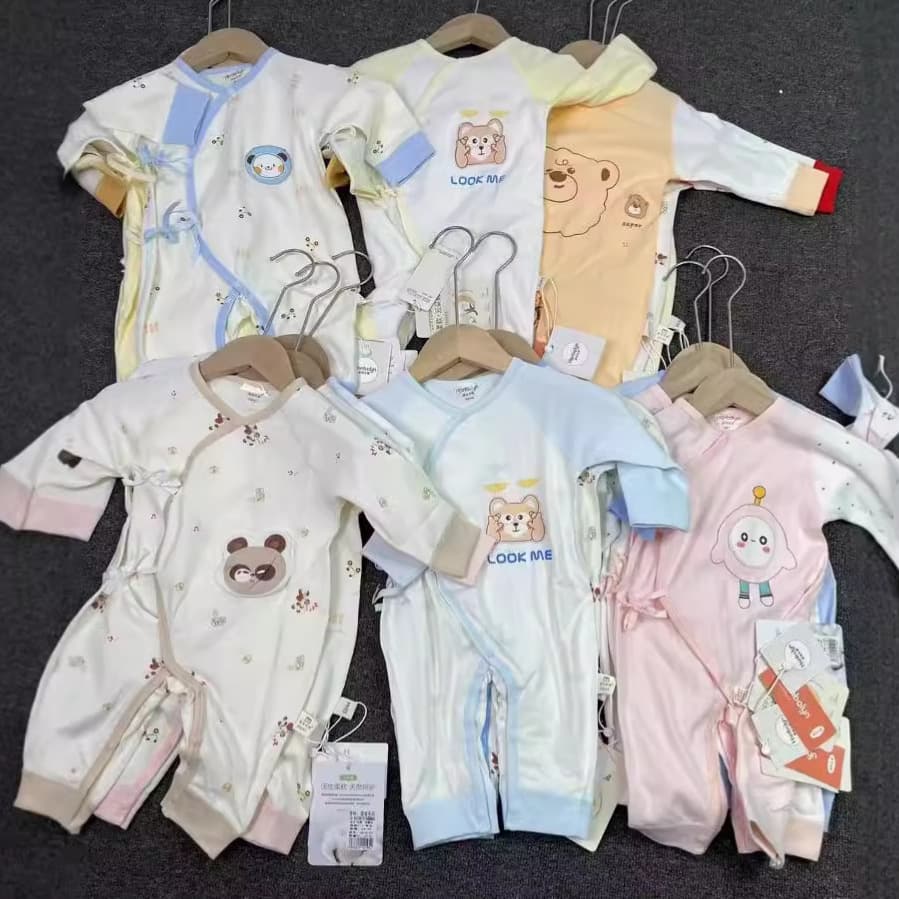 Haobeiyi Baby Newborn Bodysuit Infant Romper Autumn Winter Pure Cotton Newborn Kimono Style Baby Clothes