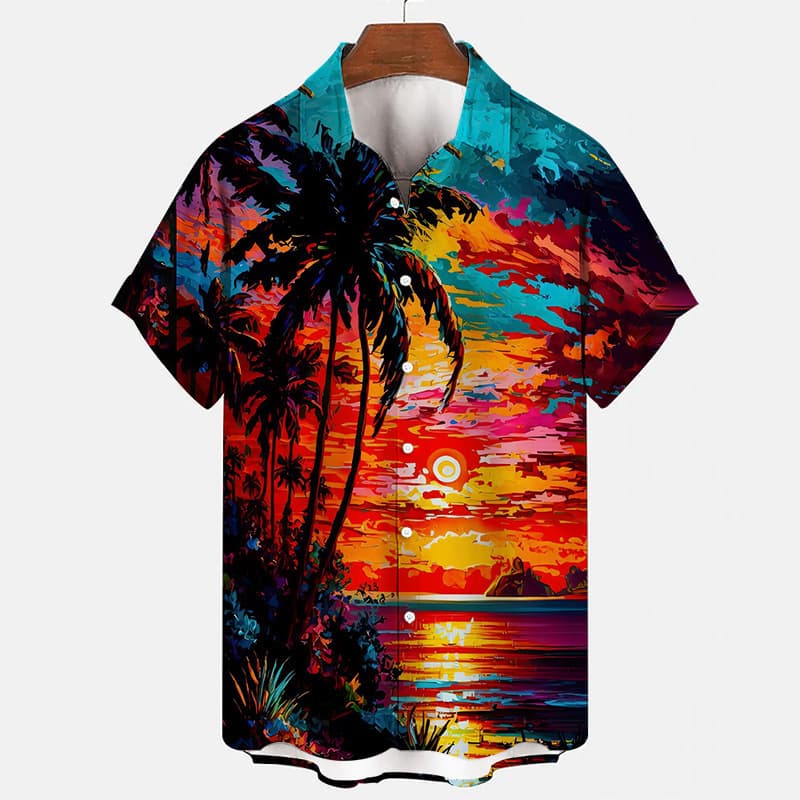 Amazon Youth 3D Digital Print Men's Shirt Beach Scenery Pattern Casual Foreign Trade Clothing