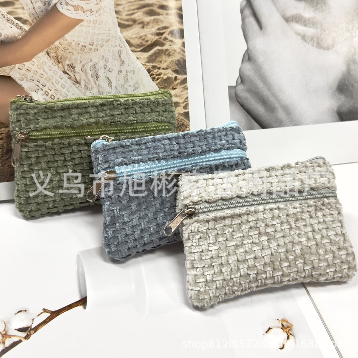 Fashionable Macaron Colored Mini Coin Purse Trendy Checkered Pattern Neutral Fresh Sweet Style Daily Match Ultra Lightweight
