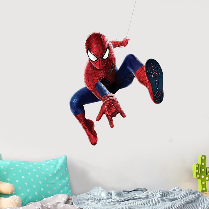 Classic Toby Version Swinging Spider-Man Wall Sticker Red and Blue Suit Web-Slinging Marvel Boys Bedroom Self-Adhesive Decal