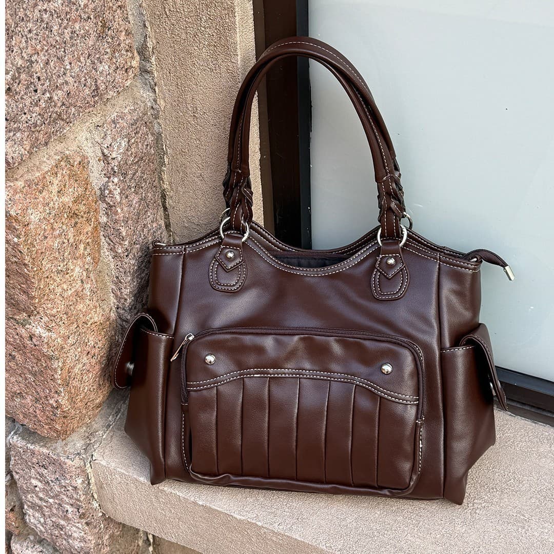 Women's 2026 Korean Retro Premium Tote Bag, Large Capacity Commuter Versatile Shoulder and Handbag