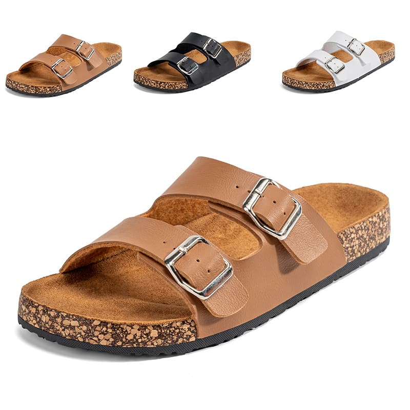Men's Slide Sandals Retro Half-Slippers for Women Thick Sole Outdoor Wear Double Buckle Birkenstock Shoes Size 36-45
