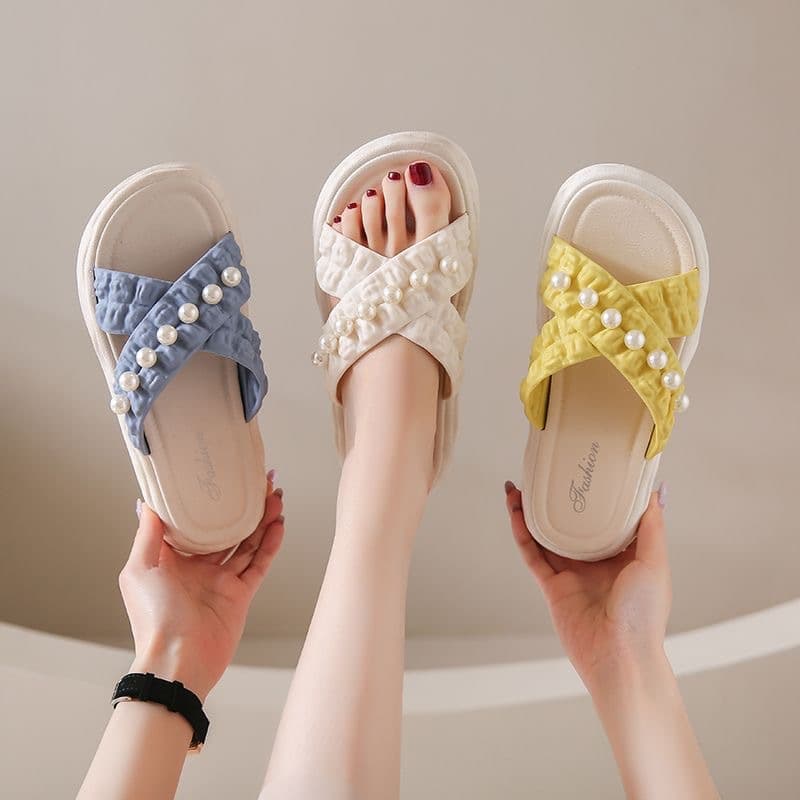 Women's Fashion Flat Sandals, Soft Sole, Fairy Style, Versatile, Flat One-Strap, Chanel-Style, New Thick Sole Slippers for Women