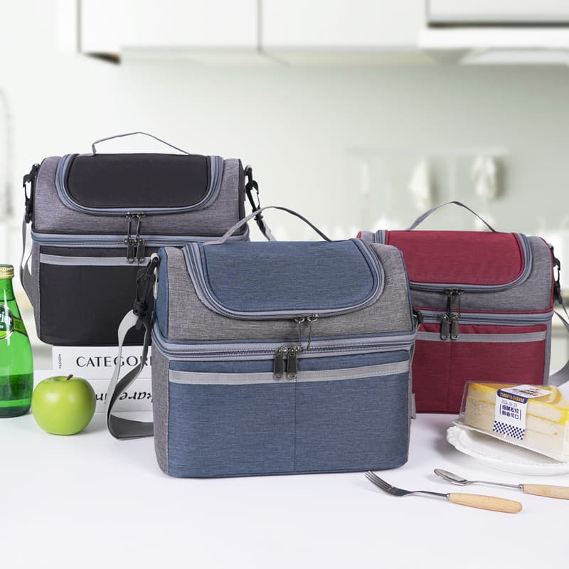 Amazon double-layer popular lunch bag Korean simple style fresh-keeping ice bag lunch box insulation bag portable insulation bag