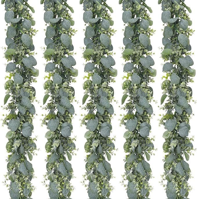Eucalyptus Garland Artificial Silver Dollar Eucalyptus Green Garland Vine Table Runner for Wedding Arch Background Table Centerpiece