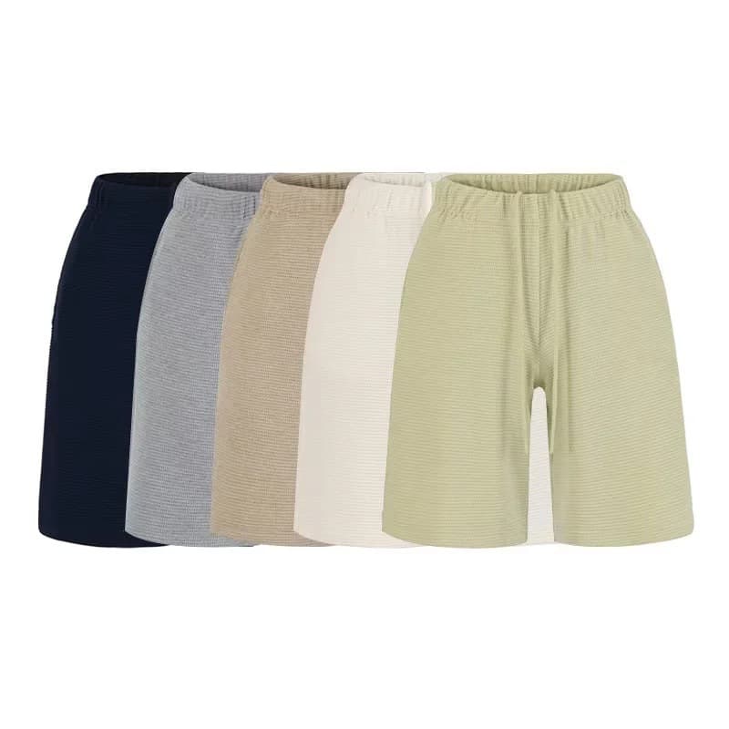 American retro waffle knit casual shorts for women, autumn/winter new loose versatile slimming sport mid-length shorts.