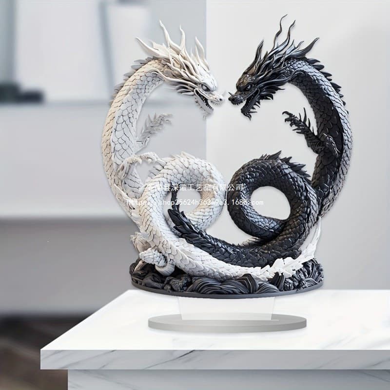 Ornamental Decorative Piece Yin Yang Home Living Room Study Desk Decor Cross-border Bedroom Creative Acrylic Double Dragon