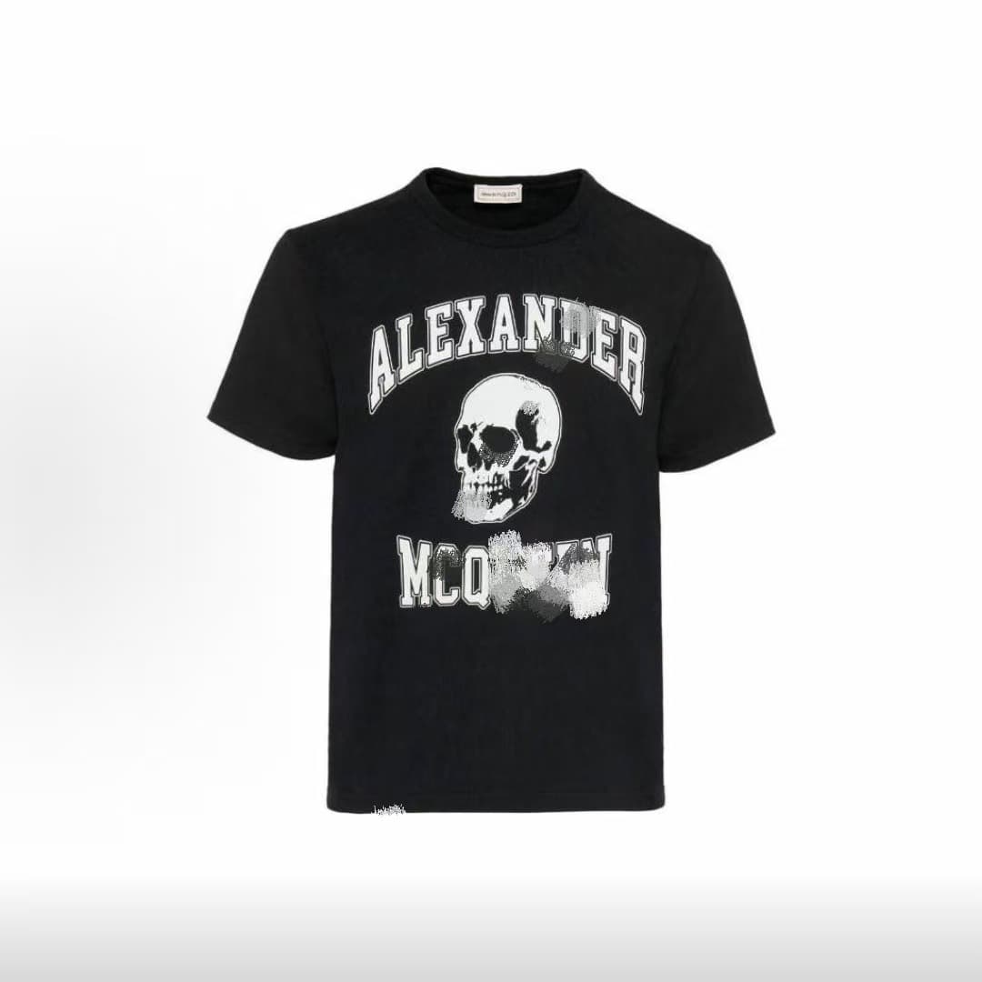 Skull Letter Print Alexander MK Cross-Border Foreign Trade Vintage American Short Sleeve