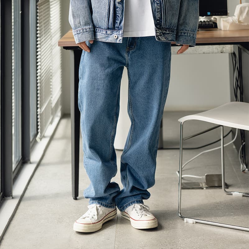 TRS Men's Clothing | 25 Classic Japanese Street Style Vintage Washed Clean Fit Straight Leg Men's Jeans