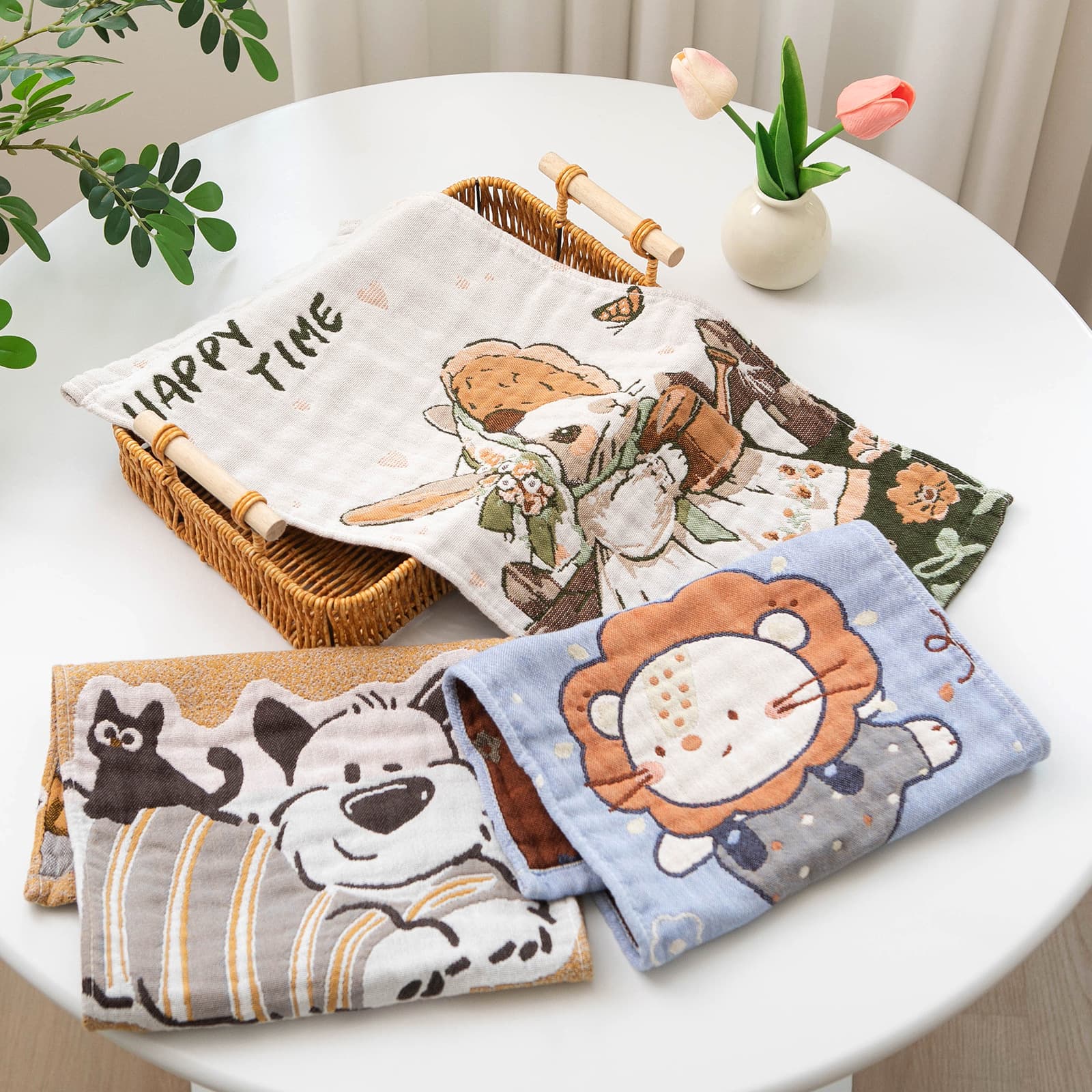 Gauze Children's Face Towel, 100% Cotton, Soft for Face and Bath, Kindergarten Baby Towel