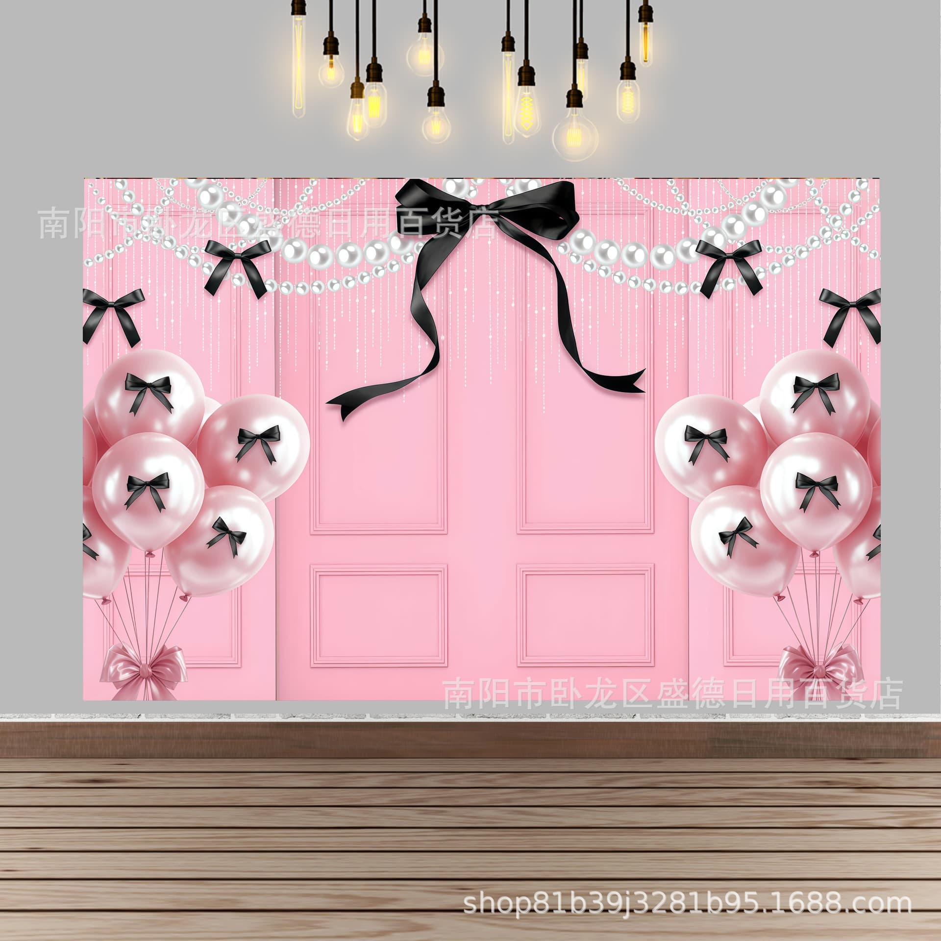Pink Bow Birthday Party Photography Backdrop for Amazon Baby Girl Newborn Baby Shower Party Decoration Horizontal