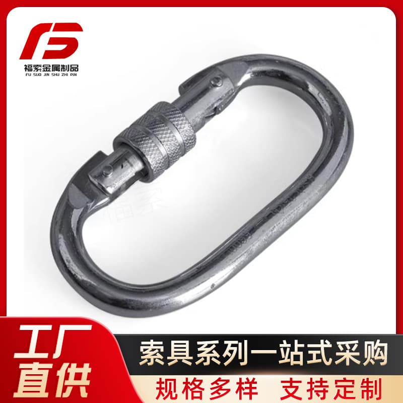 O-Type Locking Carabiner Load 2.2 Ton Outdoor Climbing Equipment Safety Carabiner Harness Fall Arrest Anchor Point Safety Screw Lock Ring