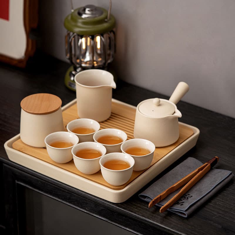 Qi Ru Tang Home Gongfu Tea Set Living Room Minimalist Dry Tea Tray Luxury Modern Ceramic Small Set Gift Box