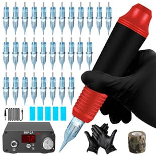 Tuffking Tattoo Machine Pen Type Motor Integrated Mini Power Supply Full Set Tattoo Equipment Cross-Border Tattoo Tools