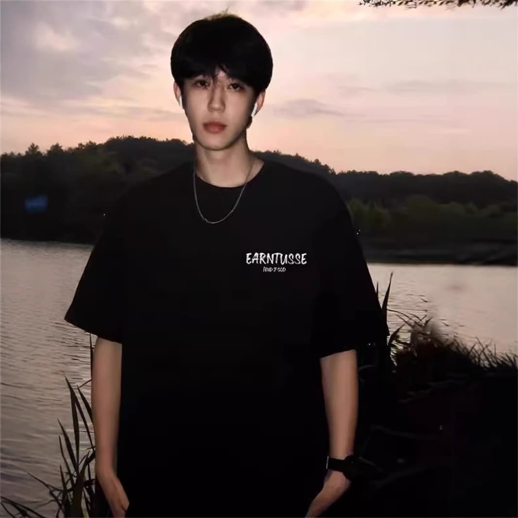 100% Pure Cotton American Style Heavy Edition Short-Sleeve T-Shirt for Men, Summer Loose Half-Sleeve Trendy Brand Couple Letter Top