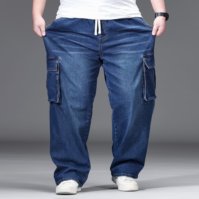 Cross-Border Exclusive American-Style Workwear Straight-Leg Jeans for Men, Spring and Autumn, Plus-Size Loose Wide-Leg High Street Oversized Pants