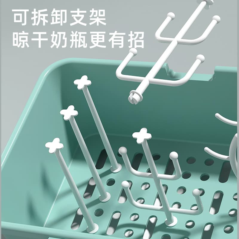 Factory Direct Baby Bottle Brush Storage Box Portable Baby Tableware Storage Case Drainage Dustproof Rack Straw Cup
