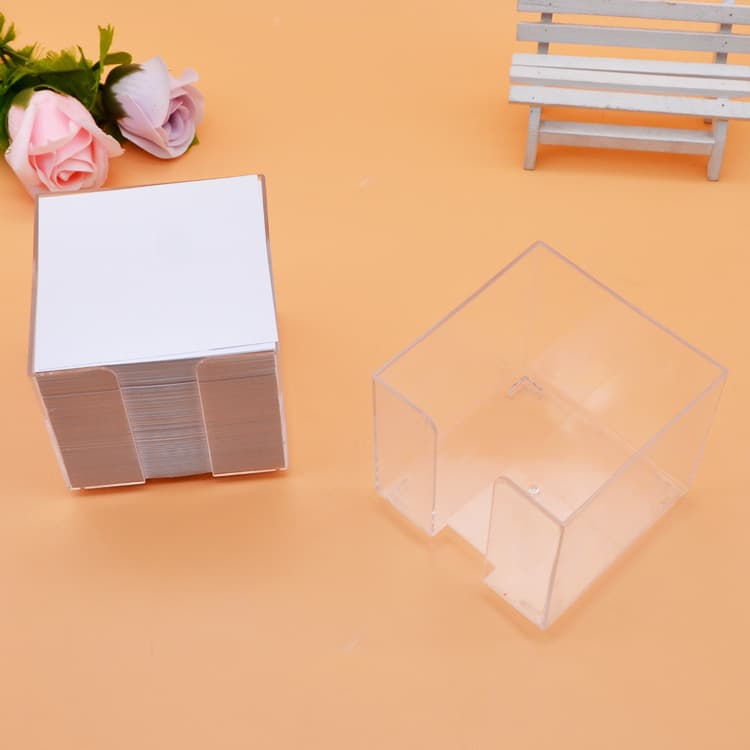 Transparent PS Plastic Business Card Holder Office Supplies Storage Box Sticky Note Box Stationery Organizer Desk Accessory