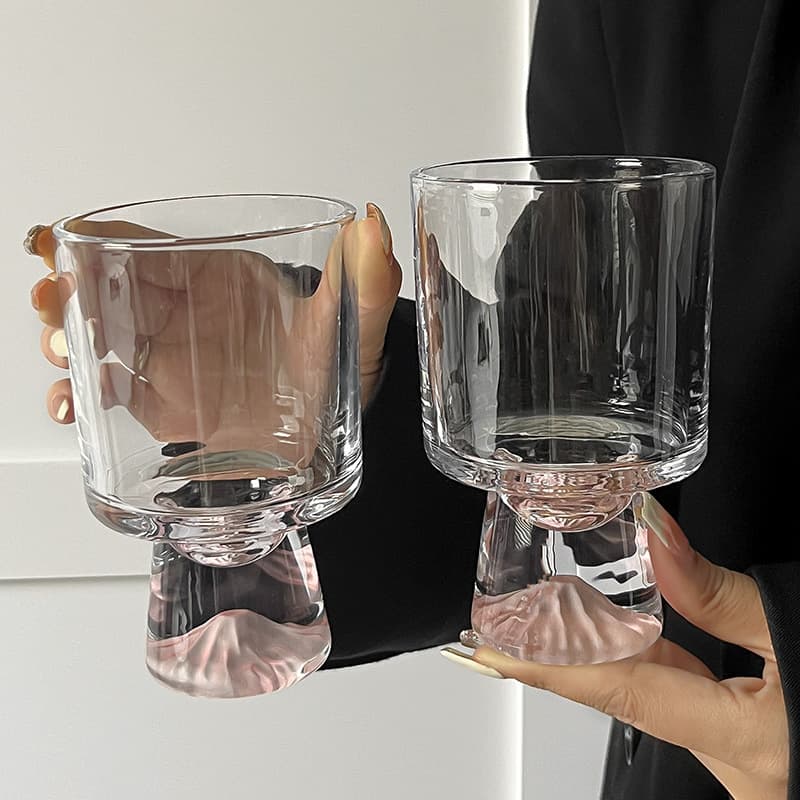 Niche Creative Tall Drink Cup Coffee Cup Ice Cream Cone Cup Wine Glass Pink Mountain Glass Cup Water Cup