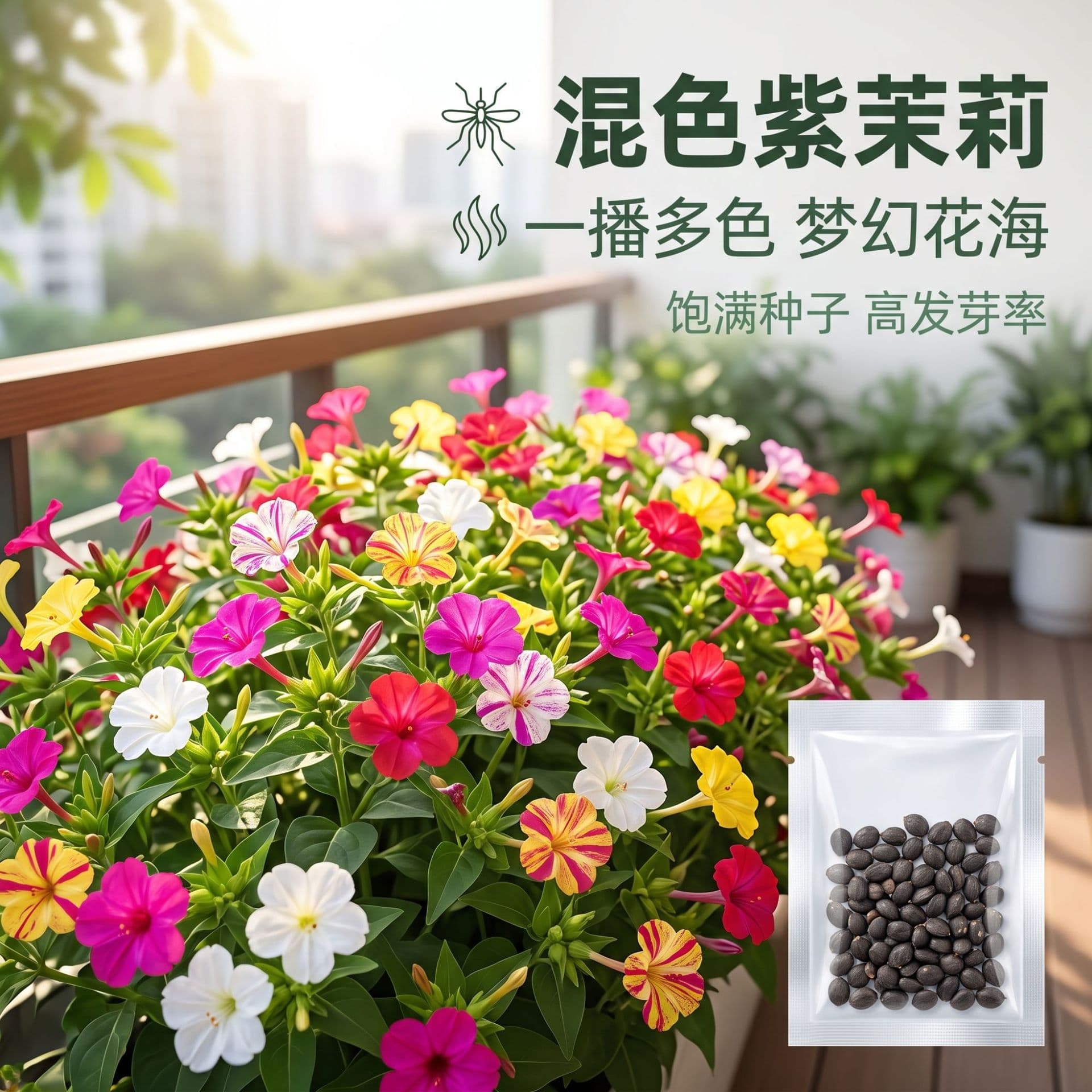 【Cross-Border Supply】Mixed Color Jasmine Seeds, Climbing Plant, Easy to Grow, Outdoor Perennial Flowering Seeds for All Seasons