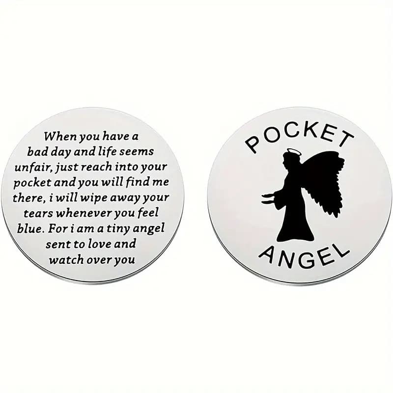 Cross-border temu hot selling stainless steel pocket coin decision coin engraved gift hug blessing Amazon cross-border selling