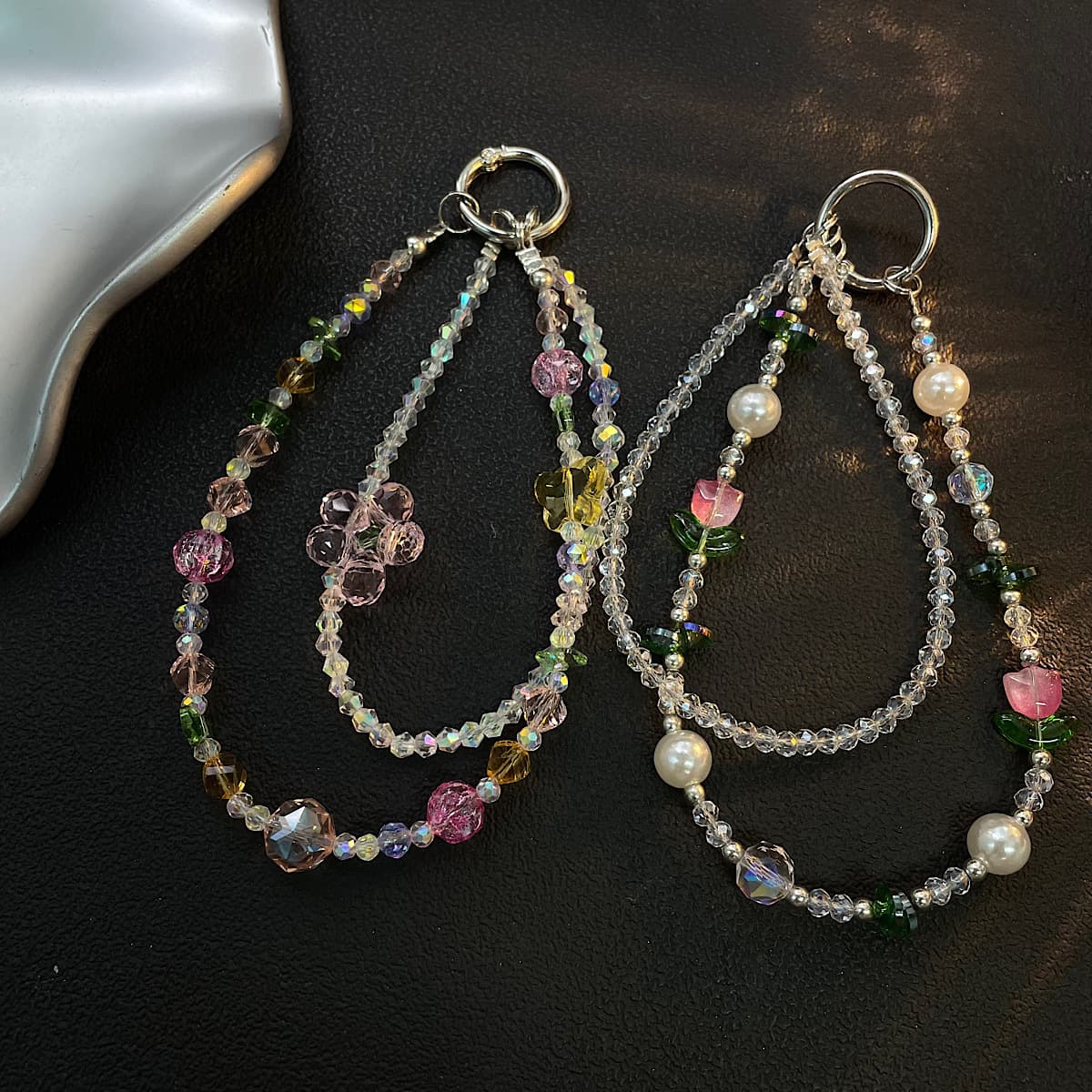 Phone Strap Ins Premium Translucent Heart Bow Phone Case Lanyard Handmade DIY Beaded Camera Charm