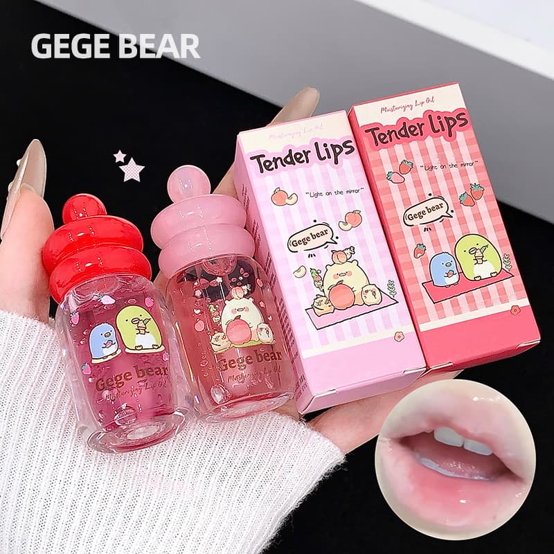 Cross-border Gege Bear Honey Pot Fruit Extract Moisturizing Lip Oil, Plumping Hydrating Lip Gloss for Lip Care