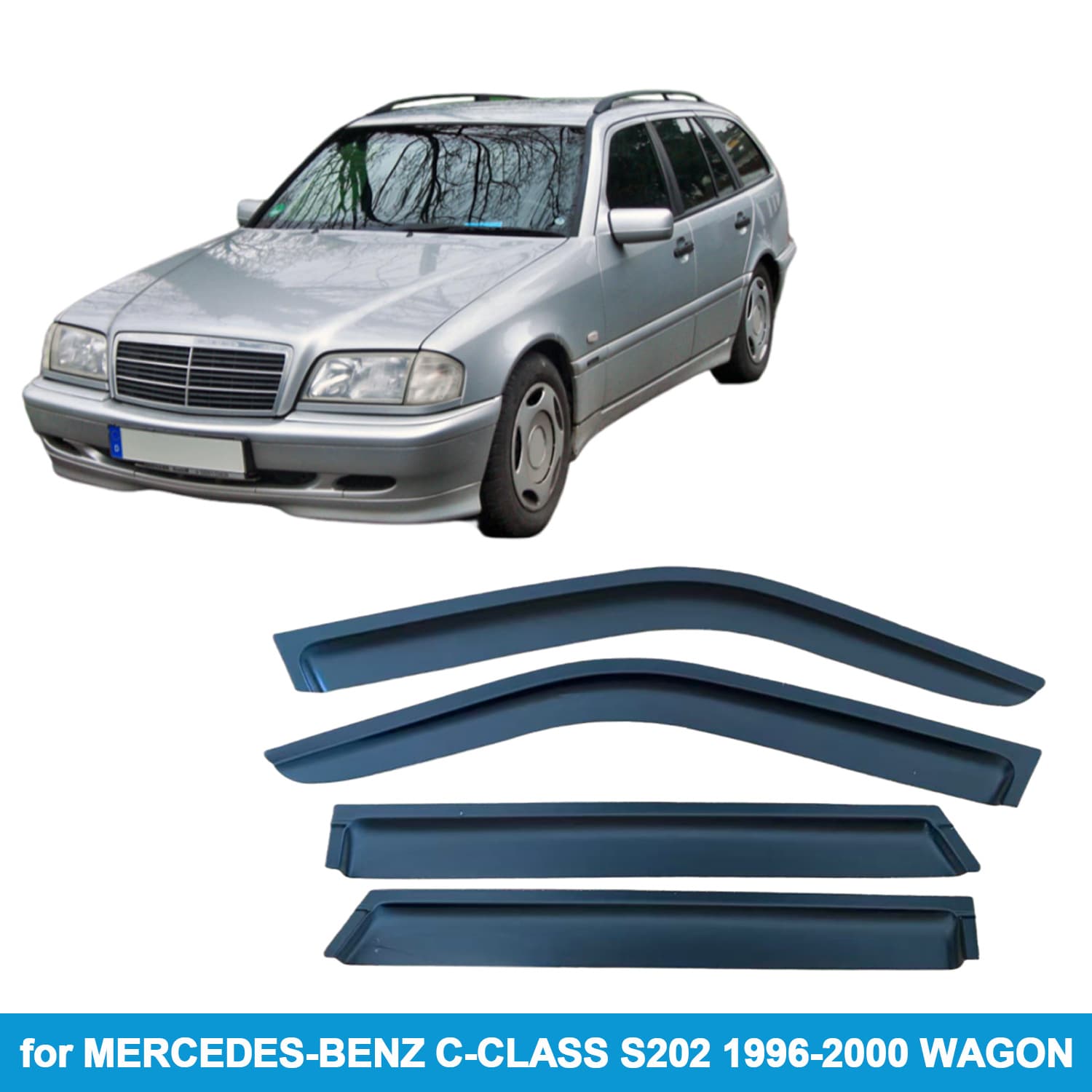 Compatible with Mercedes-Benz C-CLASS S202 1996-2000 WAGON Rain Guard Side Window Deflector