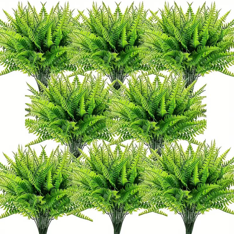 Cross-border 7-branch 21-leaf Artificial Persian Grass, 7-head Faux Boston Fern Green Plant Wall Decoration