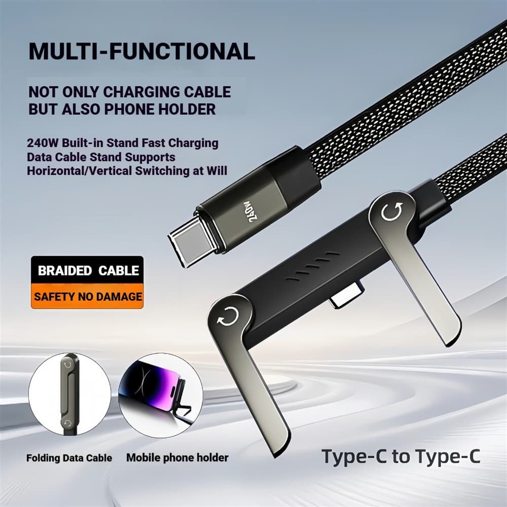 Hot Sale 240W Phone Bracket Cable 2 Type-C Fast Charger Cable