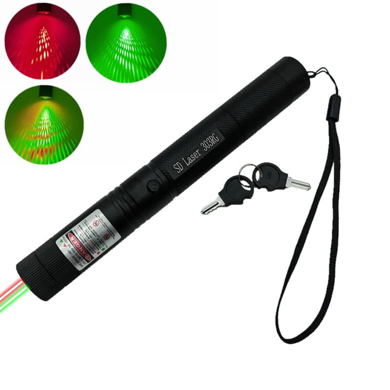 303 laser pen tip red laser green two-color light laser starry sky laser light rotating pattern pointing star sales pen