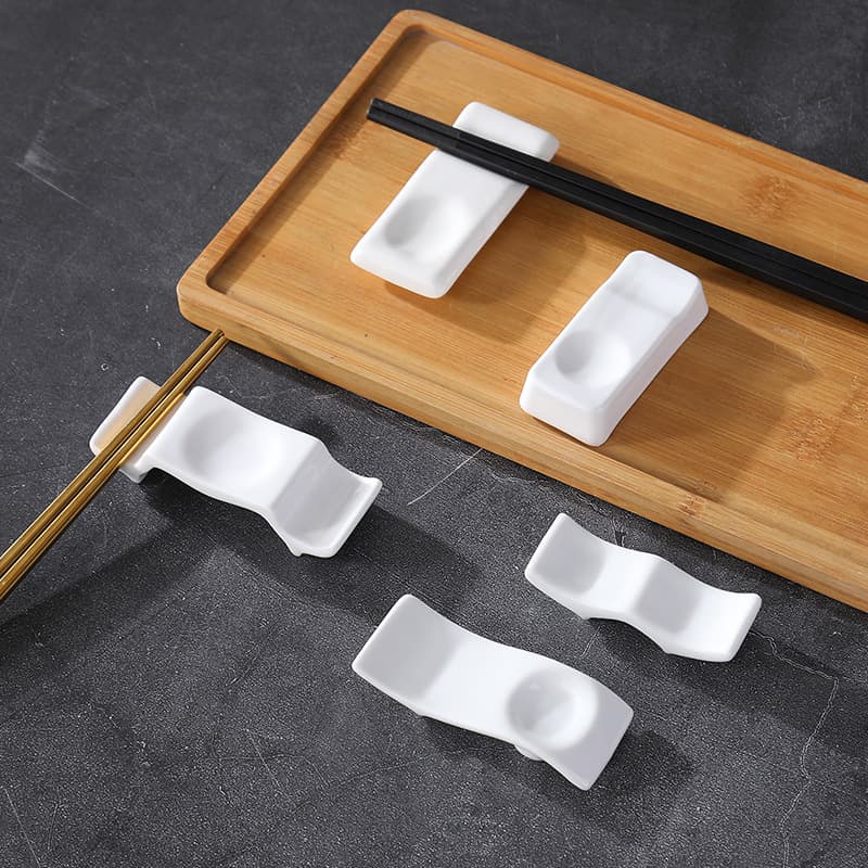Bone China Pure White Chopstick Rest Dual-purpose Ceramic Spoon Rest Sauce Dish Multi-functional Hotel Table Setting Customizable