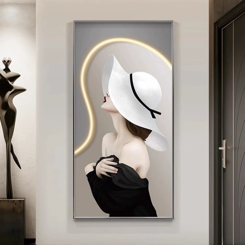 Modern light luxury restaurant art crystal porcelain decorative painting entrance aisle aluminum alloy frame hanging painting beauty 100200