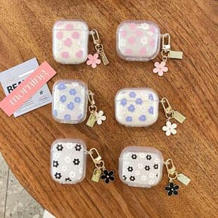 Glitter Flower AirPods Pro 2 Apple Bluetooth Protective Case AirPods 4th Gen Pendant New 3rd Gen Transparent Case