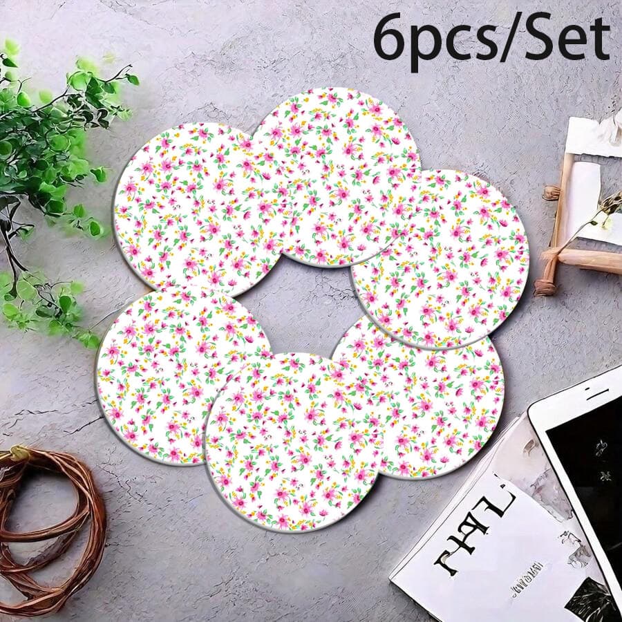 Amazon's same small daisy round coaster household insulation mat silicone lightweight material tea table mat can be shipped on behalf of